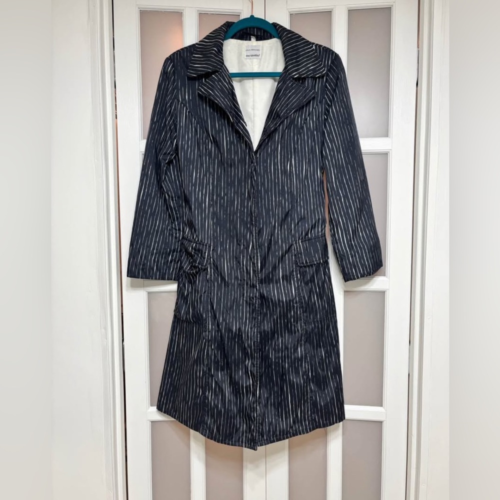 Marimekko Mika Piirainen Pinstripe Trench Coat Minimalist Nordic Size M